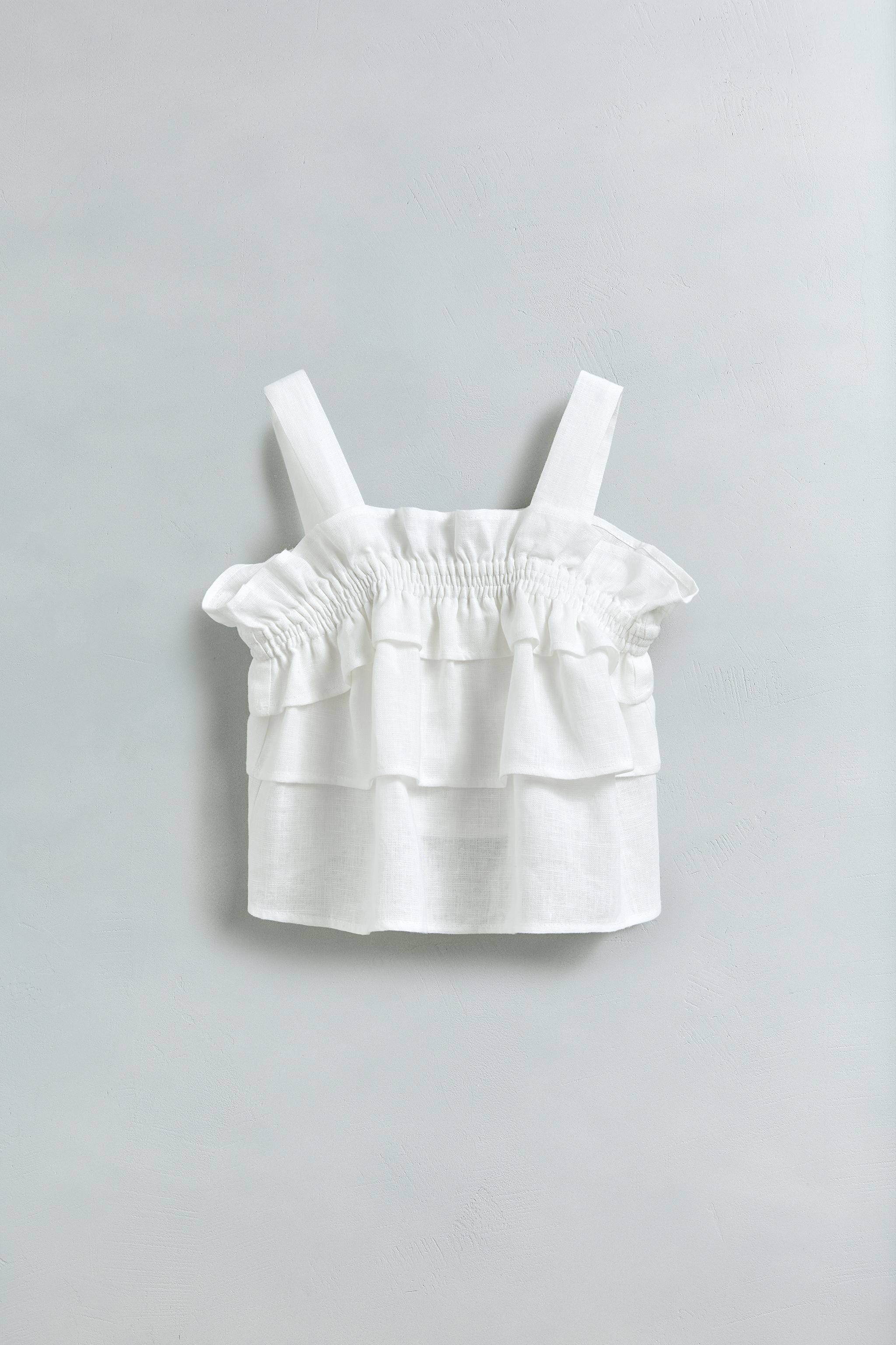100% LINEN RUFFLED TOP
